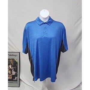 The Foundry Supply Co Men's 3XLT Polo Shirt Blue And Heather Grey Polyester